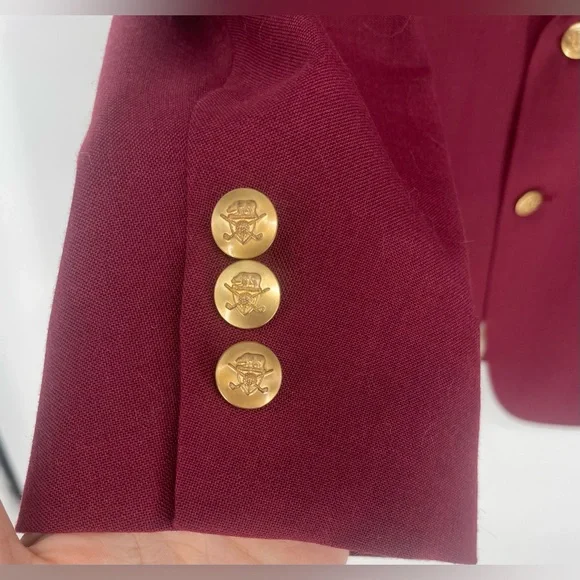 VTG Hart Schaffner Marx Jack Nicklaus Burgundy Blazer Gold Golf Bear Buttons